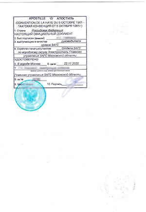 Свидетельство о рождении с апостилем